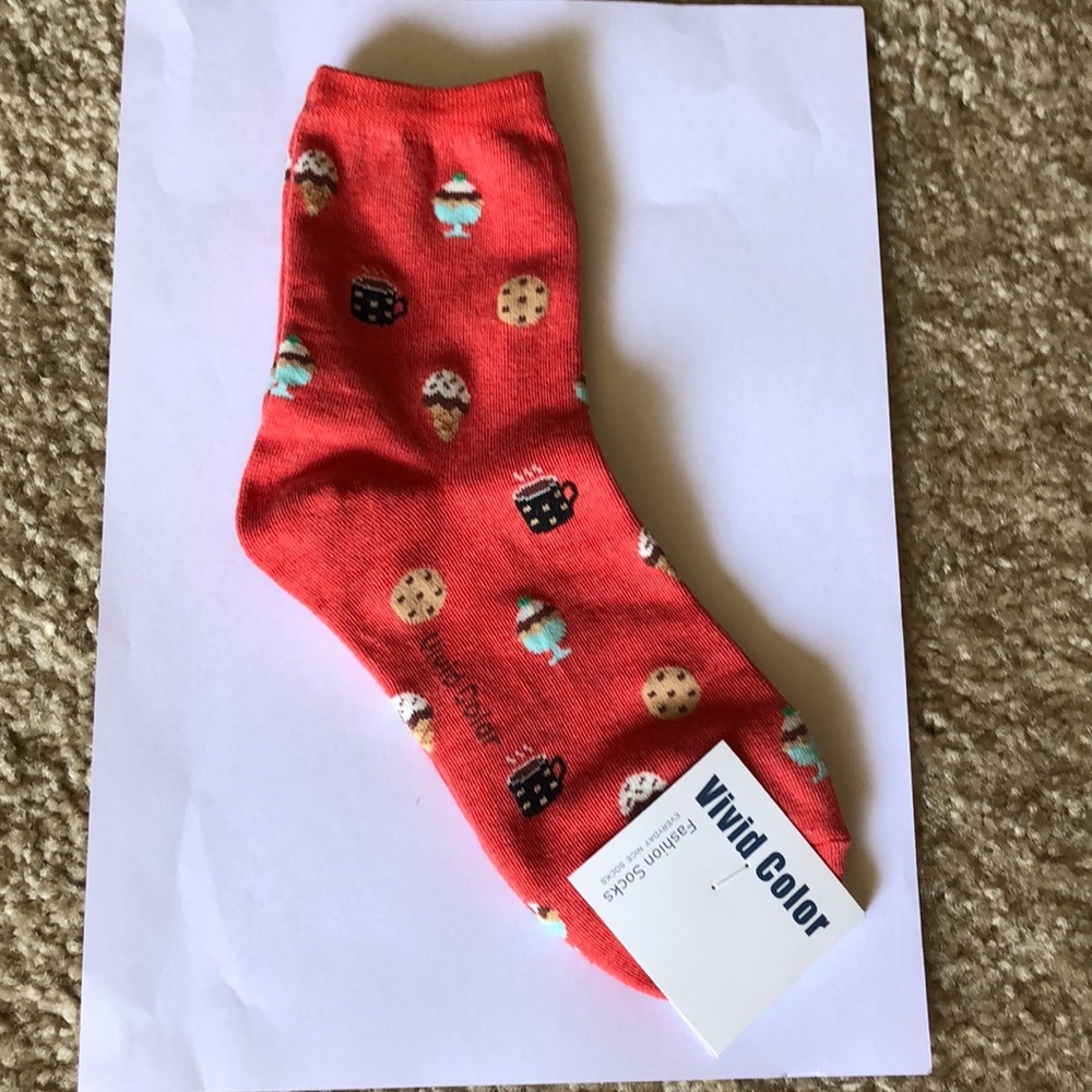 COOKIES, ICE CREAM AMD COFFEE PATTERN FASHION SOCKS BRAND NEW WITH TAGS